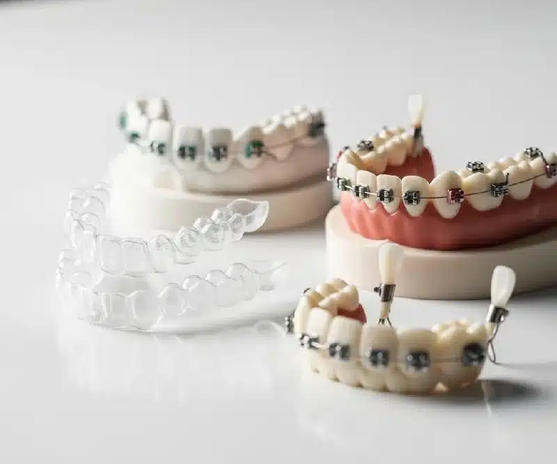dental models showing braces and teeth alignment used in orthodontic treatment planning
